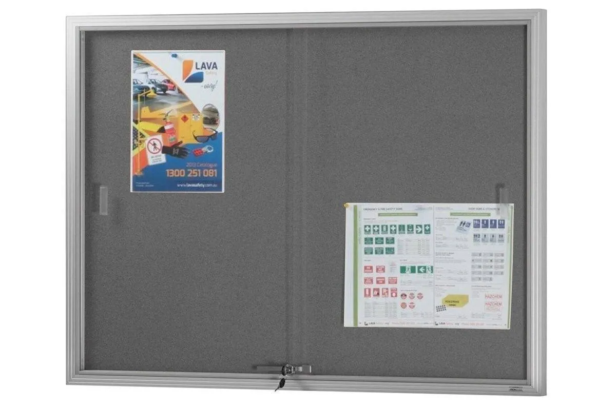 Felt Notice Board Sliding Glass Door Silver Frame