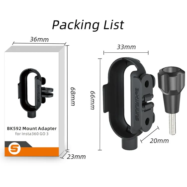 For Insta360 Go 3 Sunnylife IST-BK592 Mount Adapter Protective Frame Cage Mounting Brackets Housing Case(Black)