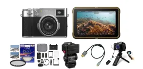 FUJIFILM X100VI Digital Camera with Recording Monitor Kit (Silver/ Black)   Filter Kit & Tripod Grip with 2.4GHz Wireless Remote Control