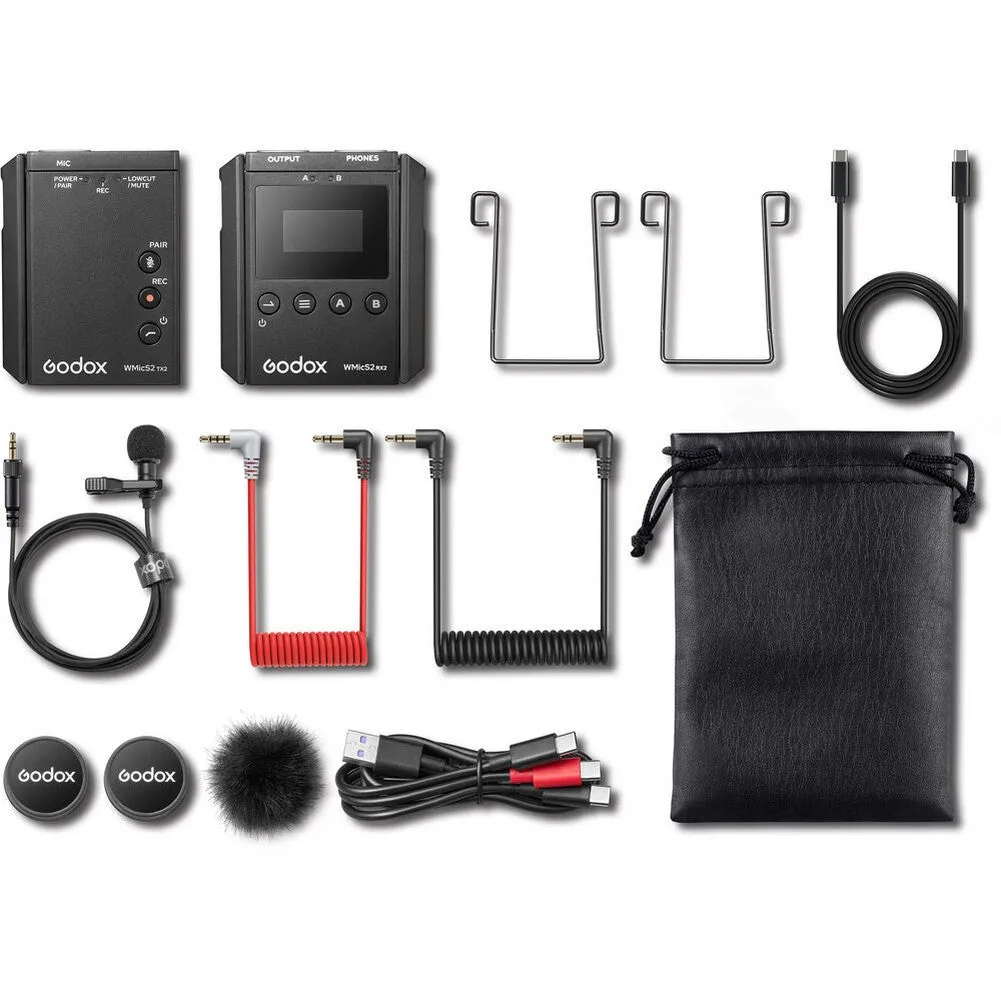 Godox WMicS2 UHF Compact Wireless Microphone System for Cameras & Smartphones with 3.5mm (514 to 596 MHz)