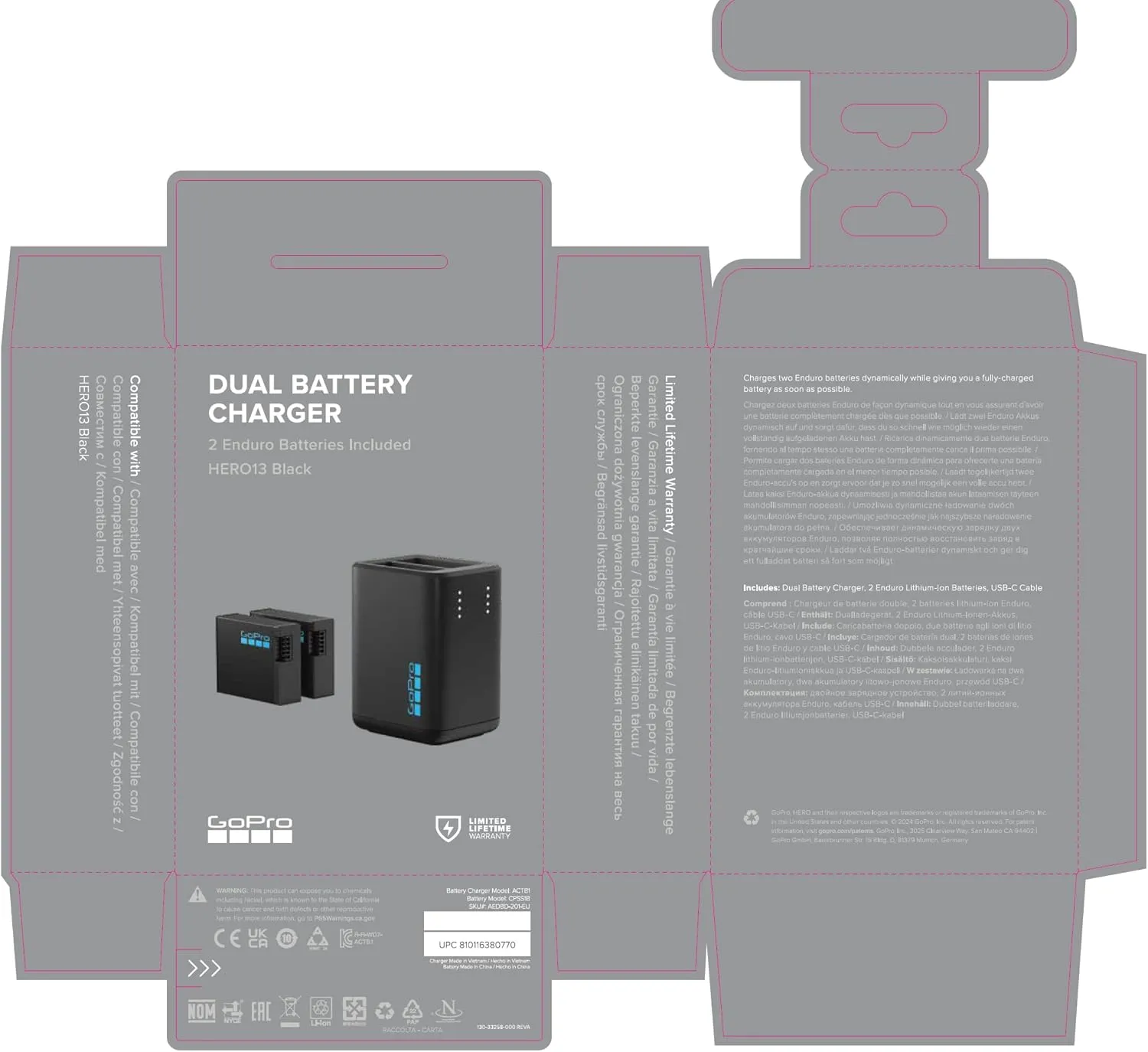 GoPro Dual Charger   2 Enduro Batteries (HERO13 Black) - Official GoPro Accessory