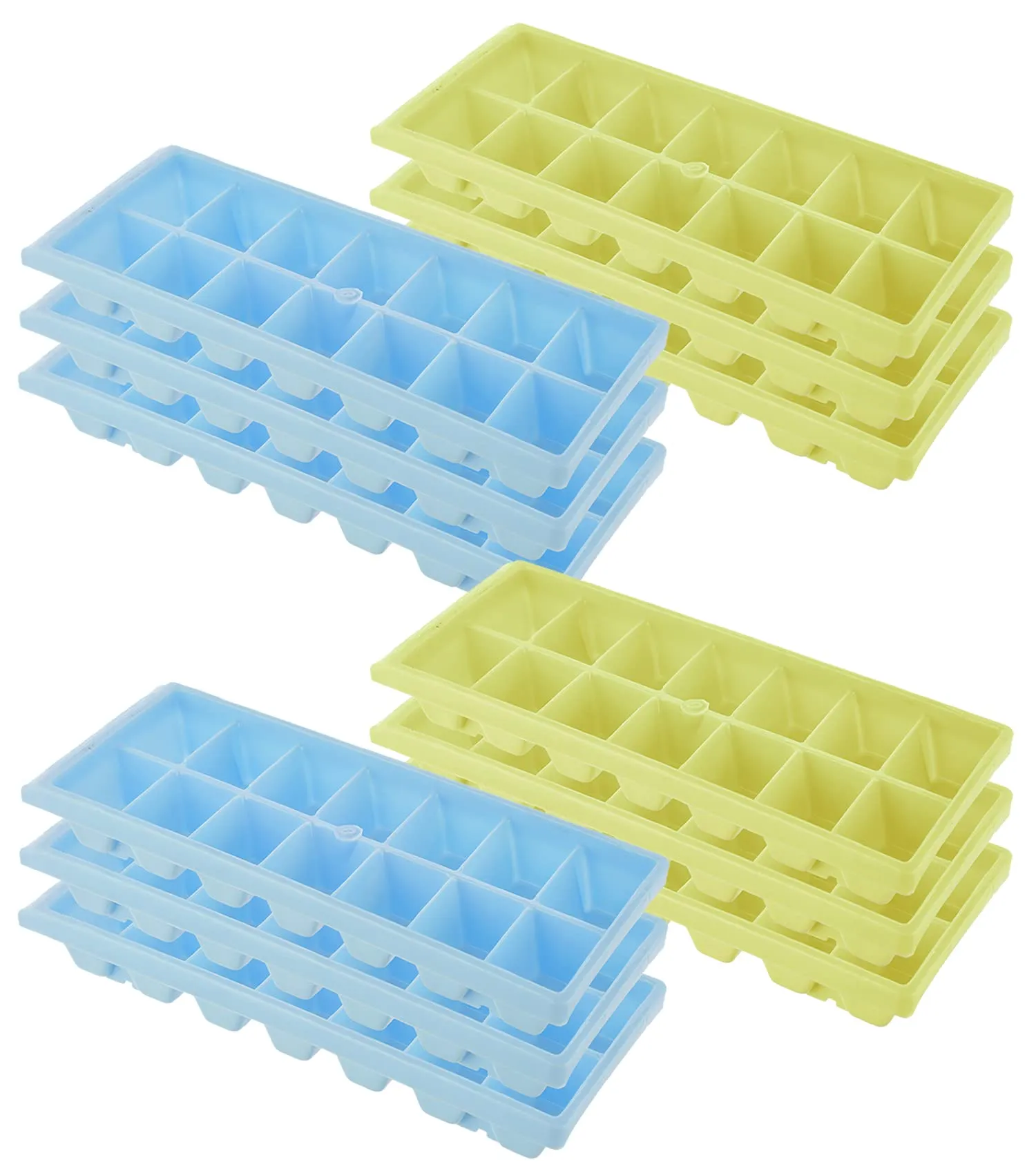 Heart Home BPA Free Easy Release Ice Cube Tray/Bin/Box Set with 14 Section- Pack of 12 (Green & Blue)-HS43HEARTH25812