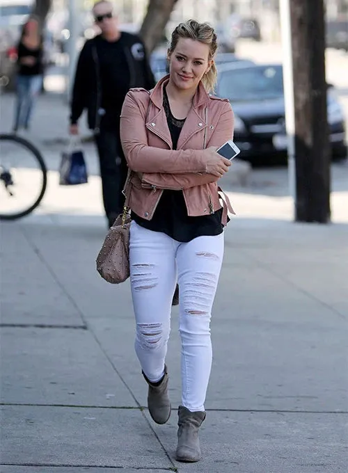 HILARY DUFF LEATHER JACKET | WOMEN CELEBRITY JACKET BY TJS