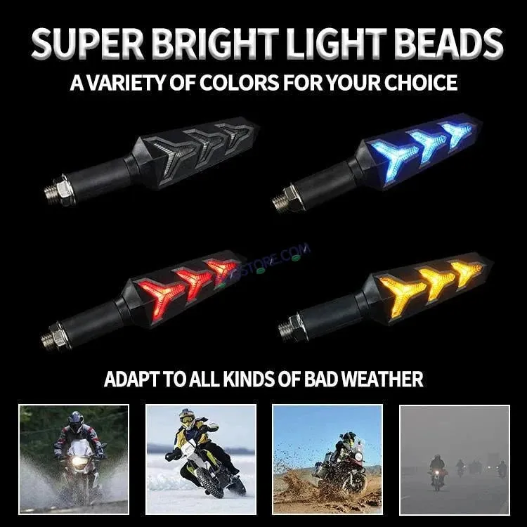 HJG Waterproof Flexible Arrow Running Style Blinker Bright LED Indicators Universal For All Bike Models Motorcycle Turn Signal Lights