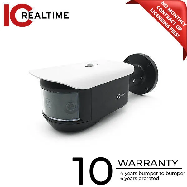 IC Realtime - AVS-PANO-A007 / 3X 2MP (6MP Total) Avs 180A° Panoramic Full Size Bullet Camera / I-SnIPer / 3X 3.6mm Fixed Lens (180A°) / 65 Feet Smart IR / 24VAC