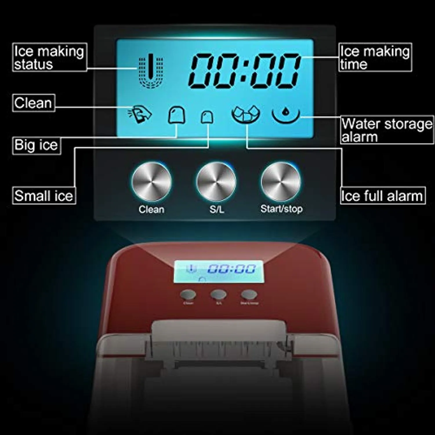 Ice Maker Machine, 26LBS/24H with LCD Display