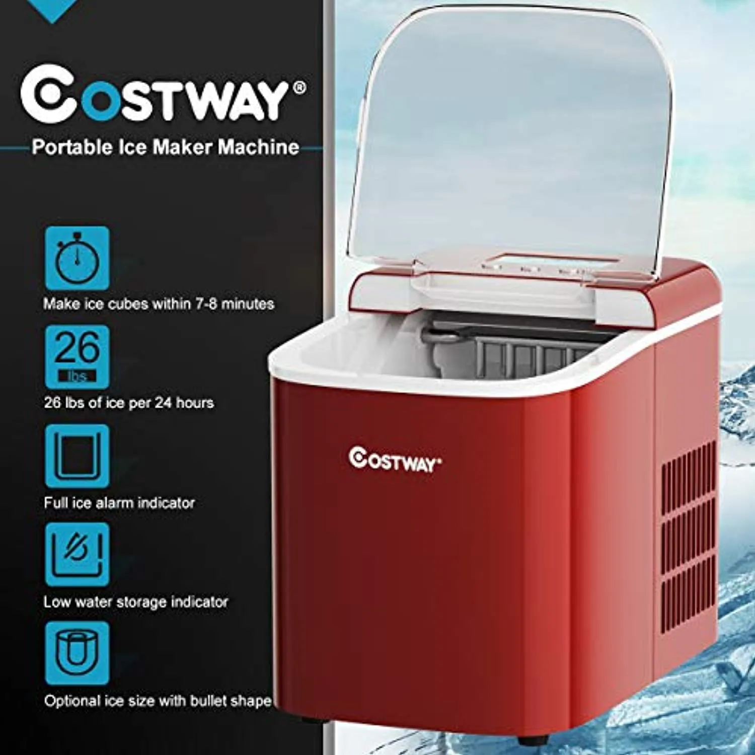 Ice Maker Machine, 26LBS/24H with LCD Display