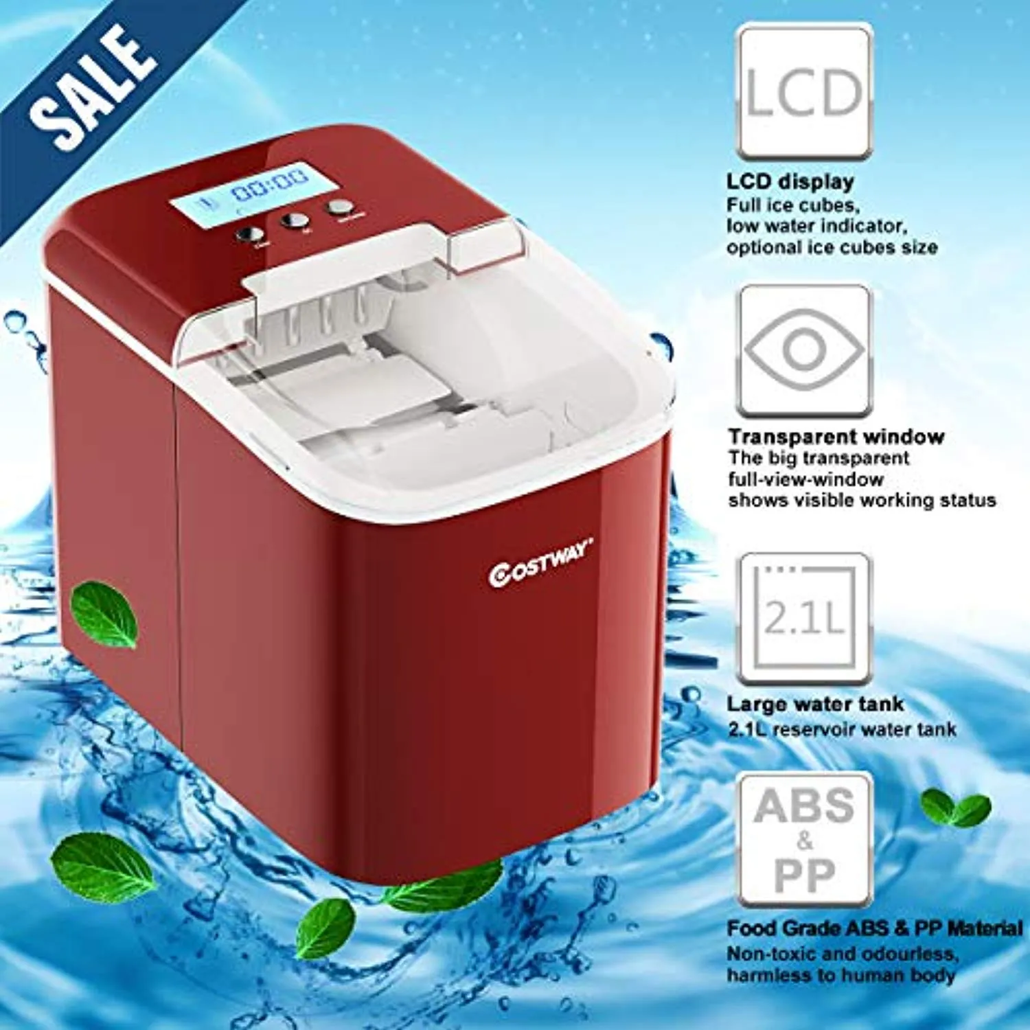 Ice Maker Machine, 26LBS/24H with LCD Display