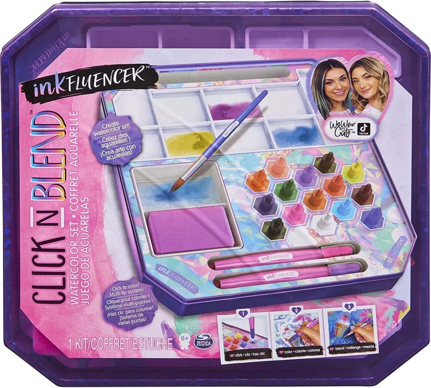 inkFLUENCER We Wear Cute Click N Blend Watercolor Set with 15 Color Tips