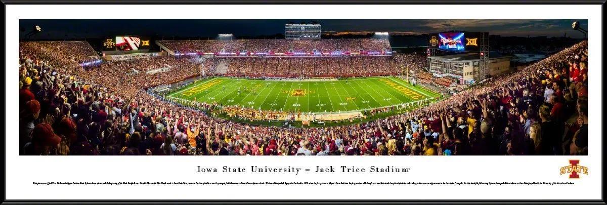Iowa State Football - "Stadium 50 Yard Line" Panorama Framed Print