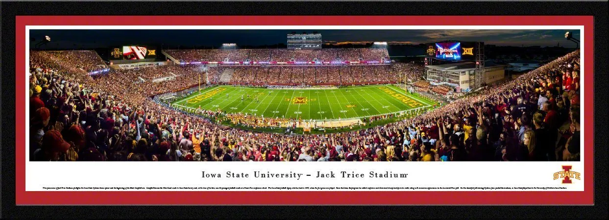 Iowa State Football - "Stadium 50 Yard Line" Panorama Framed Print