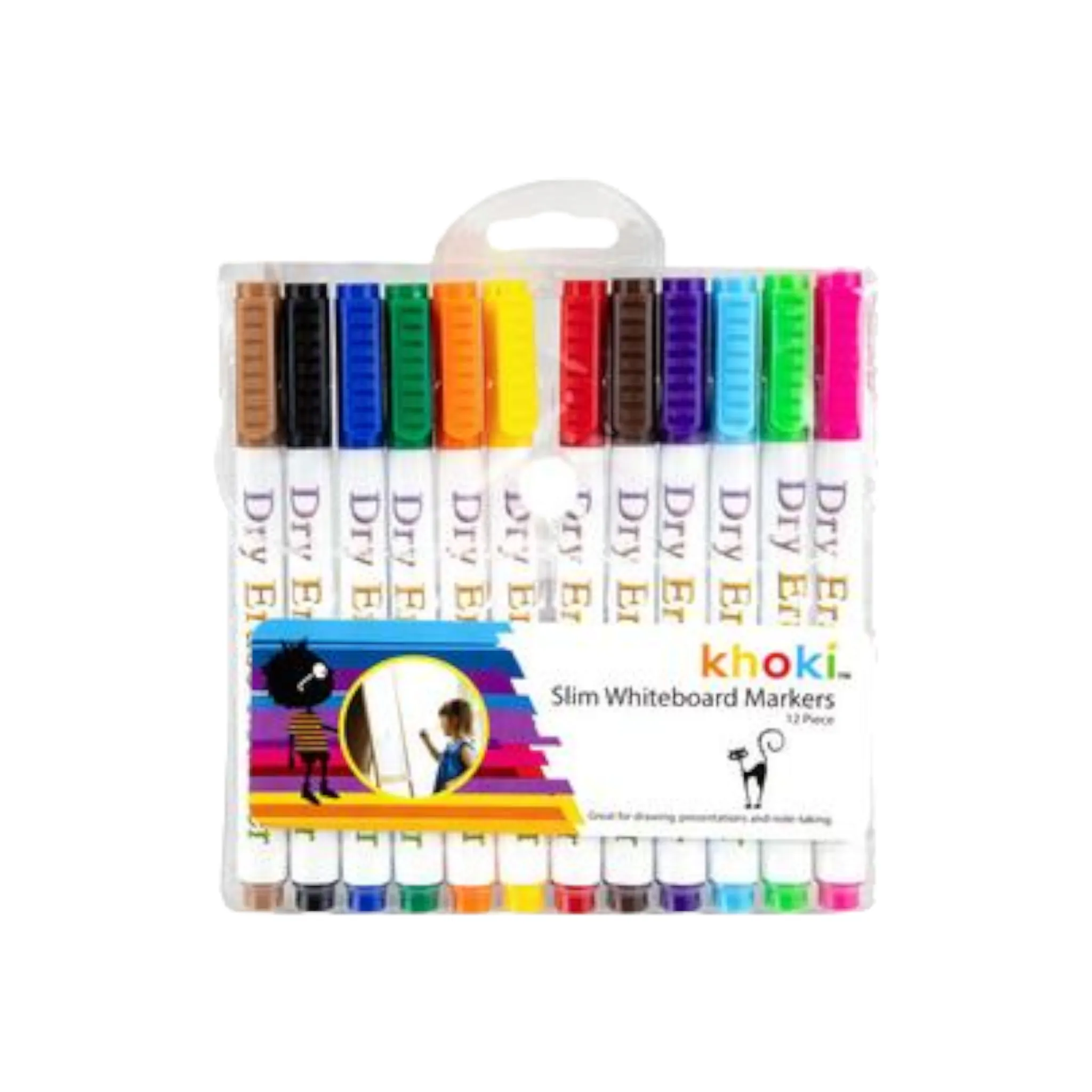 Khoki Slim Whiteboard Markers 12pc Set