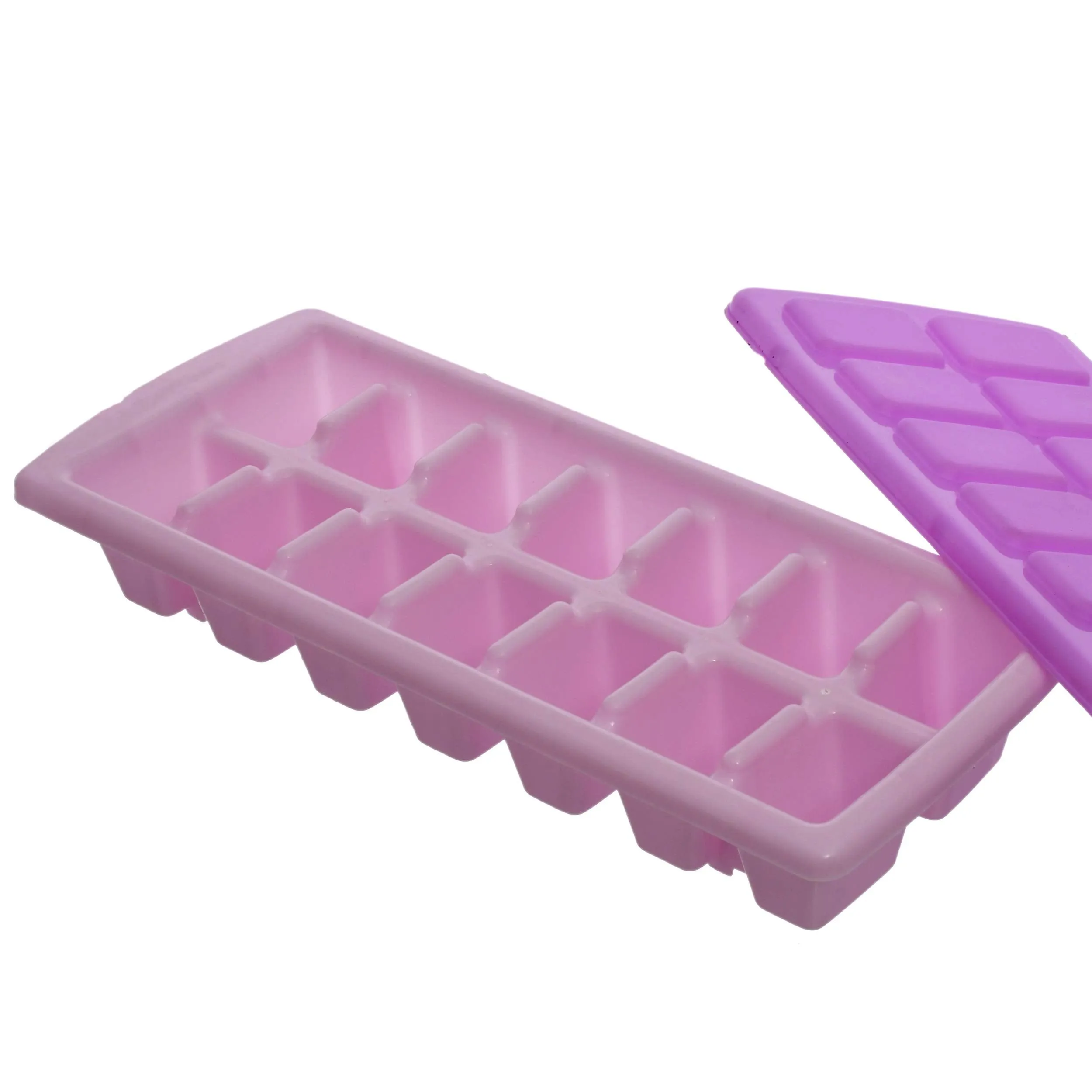 Kuber Industries 14 Cubes Plastic Unbreakable Virgin Plastic Ice Cube Tray with Lid ( Set of 4,Multi)-KUBERMART1229