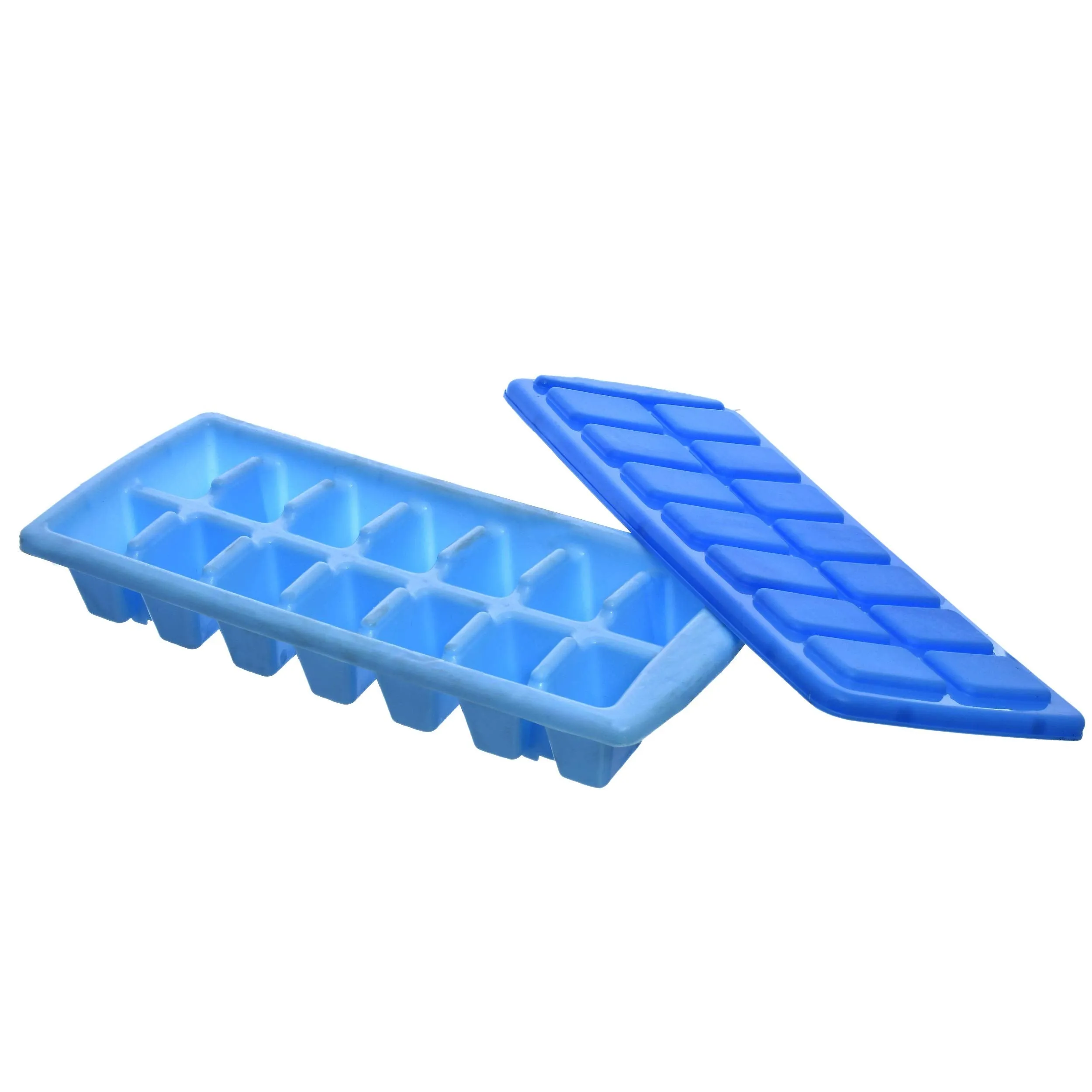 Kuber Industries 14 Cubes Plastic Unbreakable Virgin Plastic Ice Cube Tray with Lid ( Set of 4,Multi)-KUBERMART1229