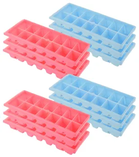 Kuber Industries BPA Free Easy Release Ice Cube Tray/Bin/Box Set with 14 Section- Pack of 12 (Blue & Pink)-HS43KUBMART25816