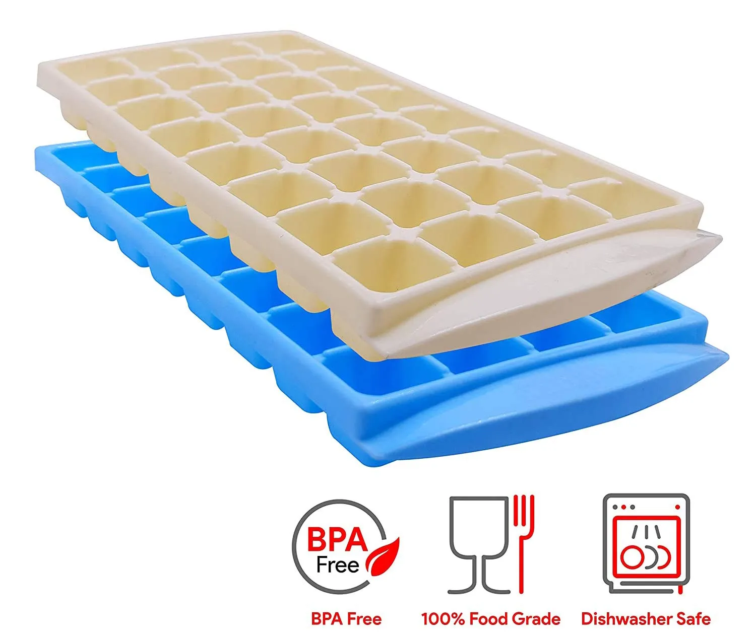 Kuber Industries BPA Free Easy Release Ice Cube Tray/Bin/Box Set with 14 Section- Pack of 9 (Cream)-HS43KUBMART25754