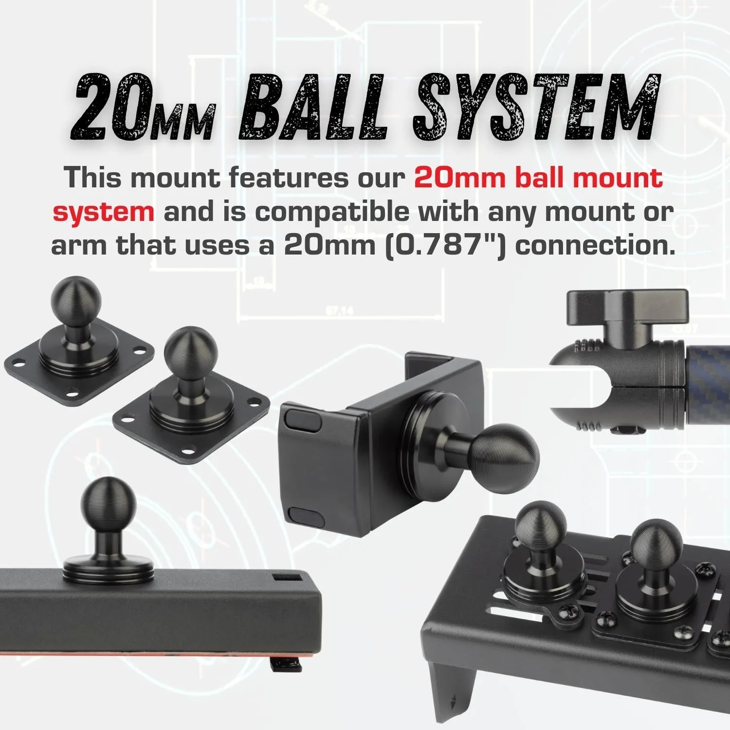 Magnetic Dash Camera Adapter with 20mm Ball Mount