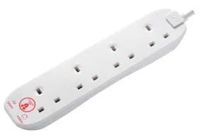 Masterplug 4m 4-Socket 13A Surge Protected Extension Lead - White