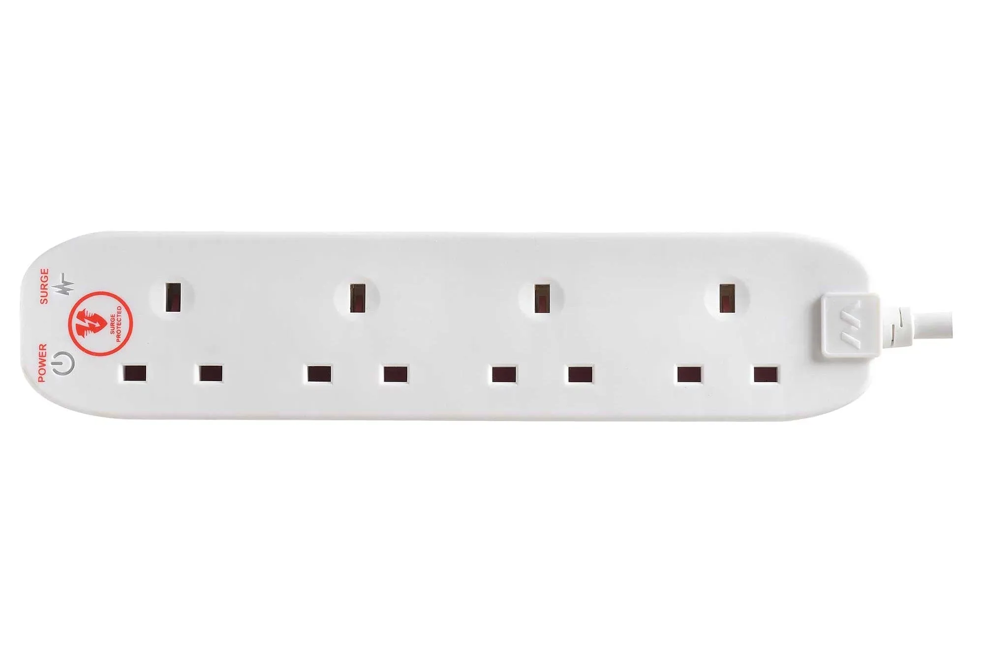 Masterplug 4m 4-Socket 13A Surge Protected Extension Lead - White