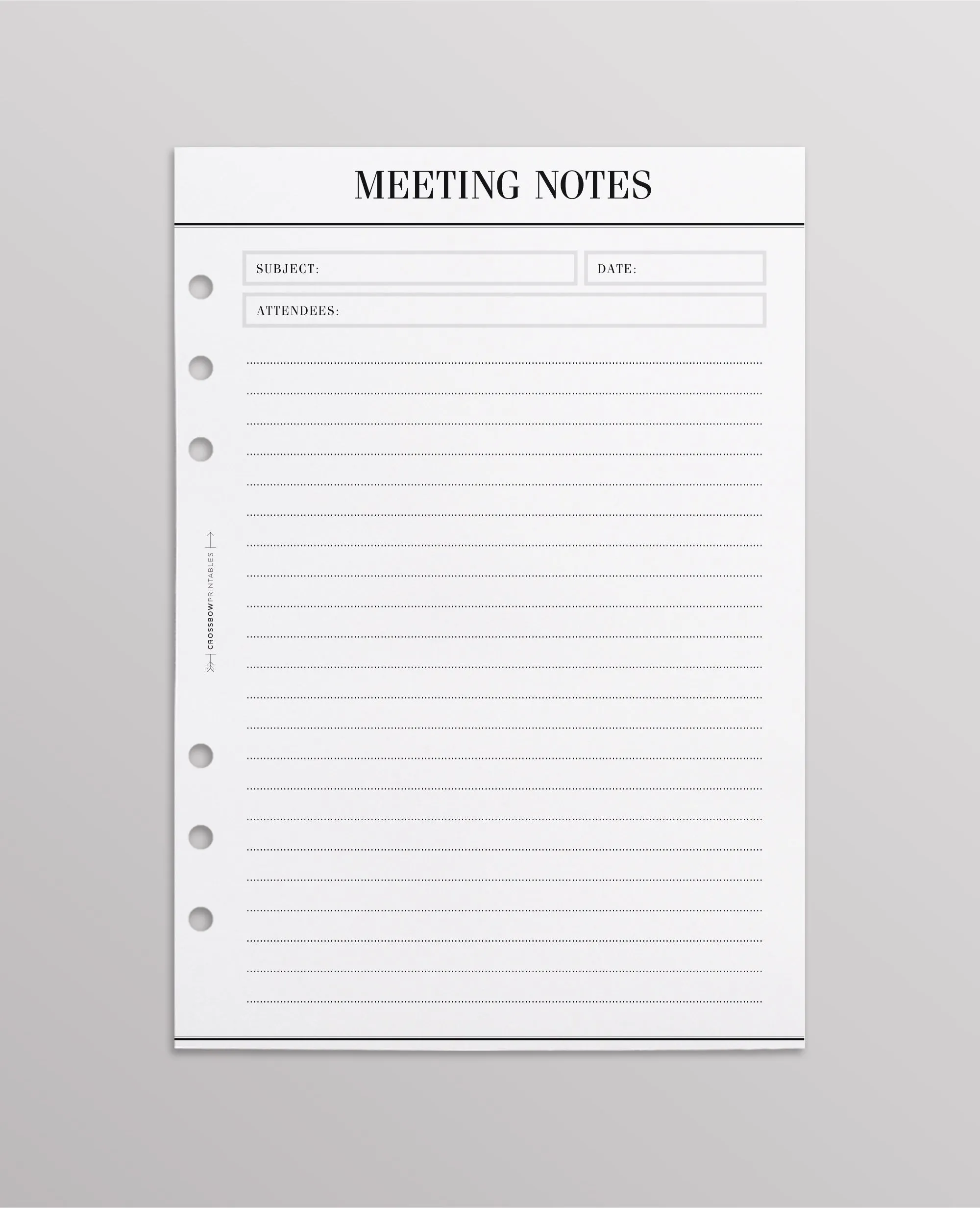 Meeting Notes: A5 Planner Inserts