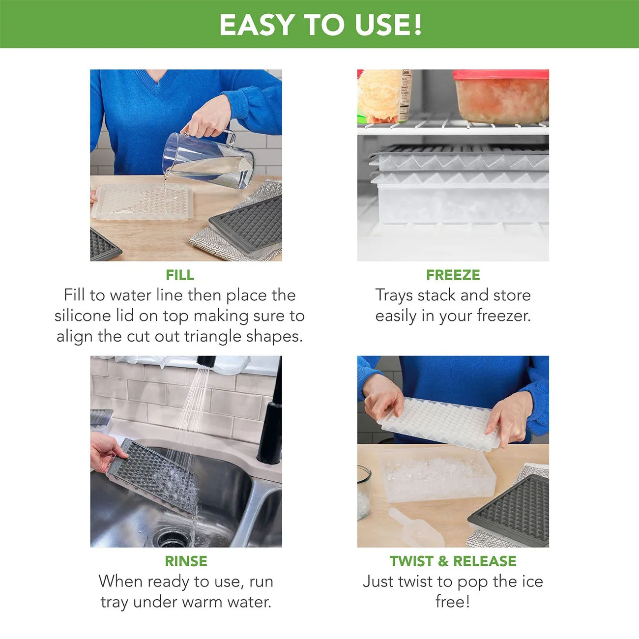 Mini Ice Twist & Release Trays w/ Bin & Scoop