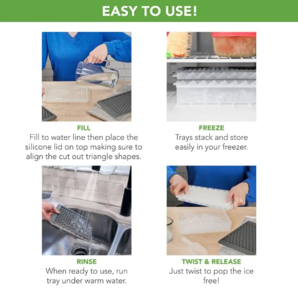 MINI ICE TWIST & RELEASE TRAYS WITH STORAGE BIN AND ICE SCOOP