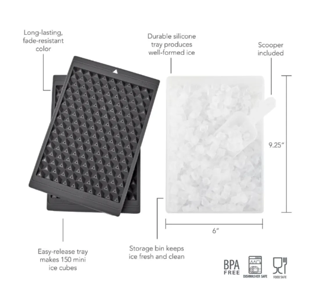 MINI ICE TWIST & RELEASE TRAYS WITH STORAGE BIN AND ICE SCOOP
