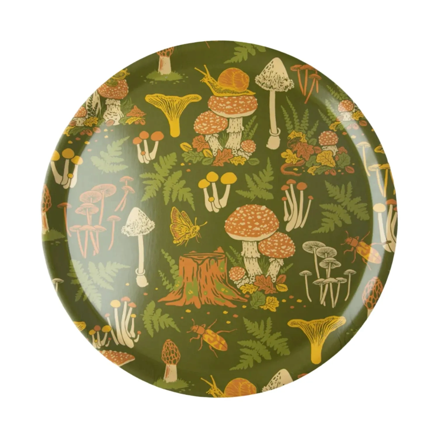 Mustard Beetle 15” Birch Laminated Mushroom Woodland Tray