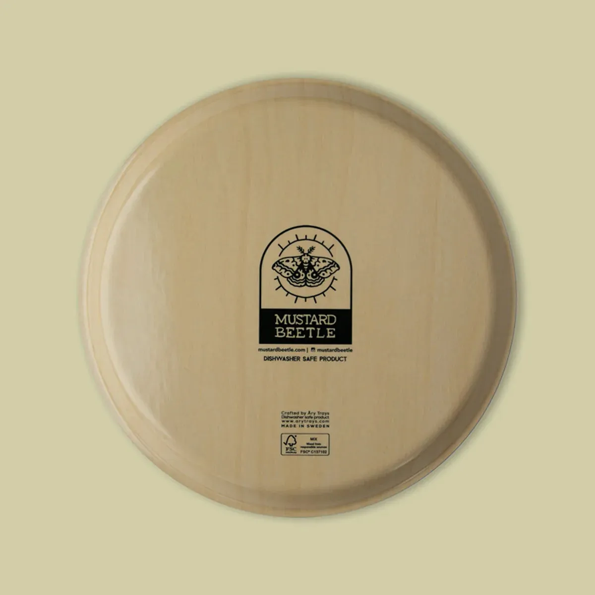 Mustard Beetle 15” Birch Laminated Mushroom Woodland Tray