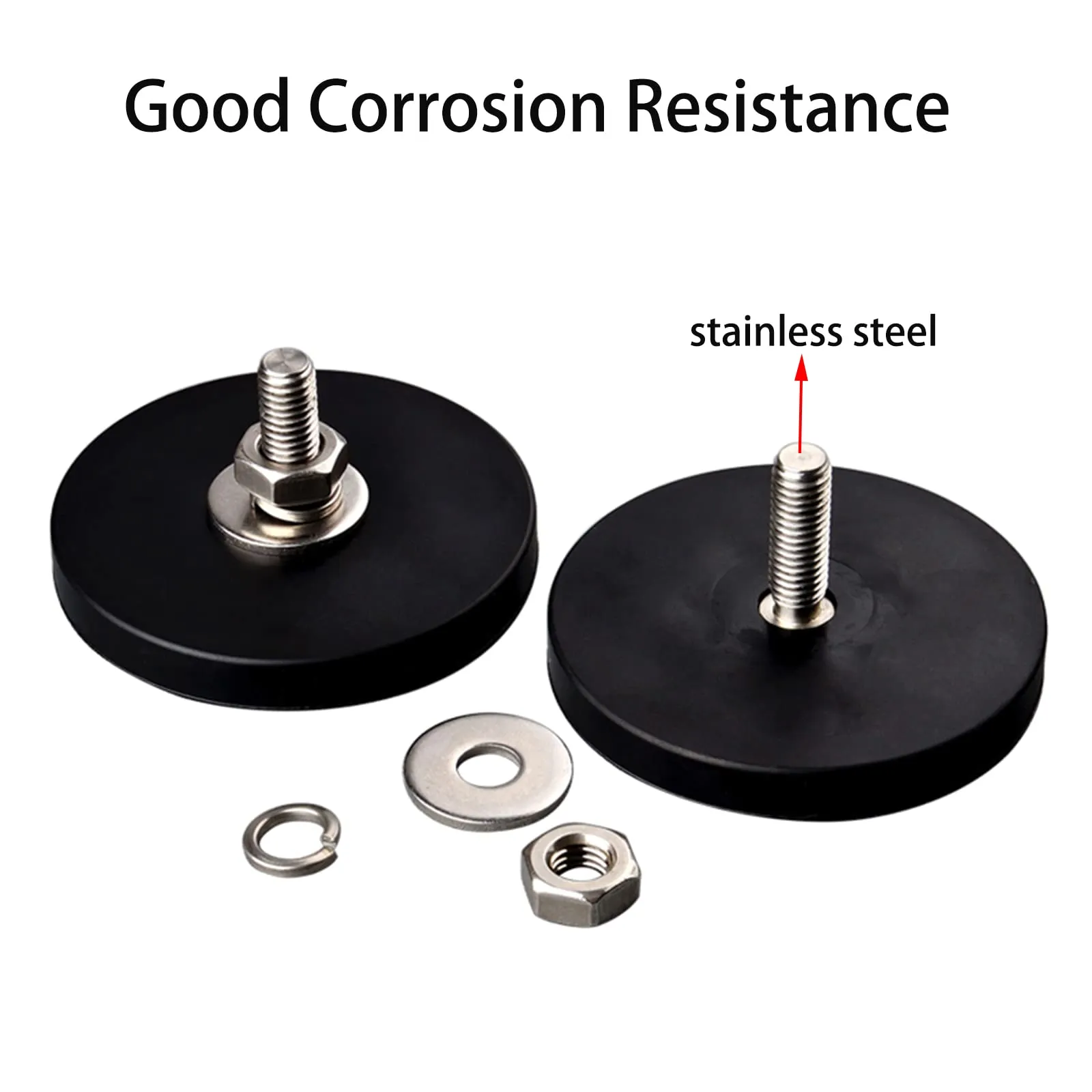 MUTUACTOR 2Pack 55lb Anti-Scratch Neodymium Rubber Coated Magnet for Off-Road Vehicle Lighting,Strong Magnetic Base with # M8 Male Thread for Led Working/Signal Lights,Antenna