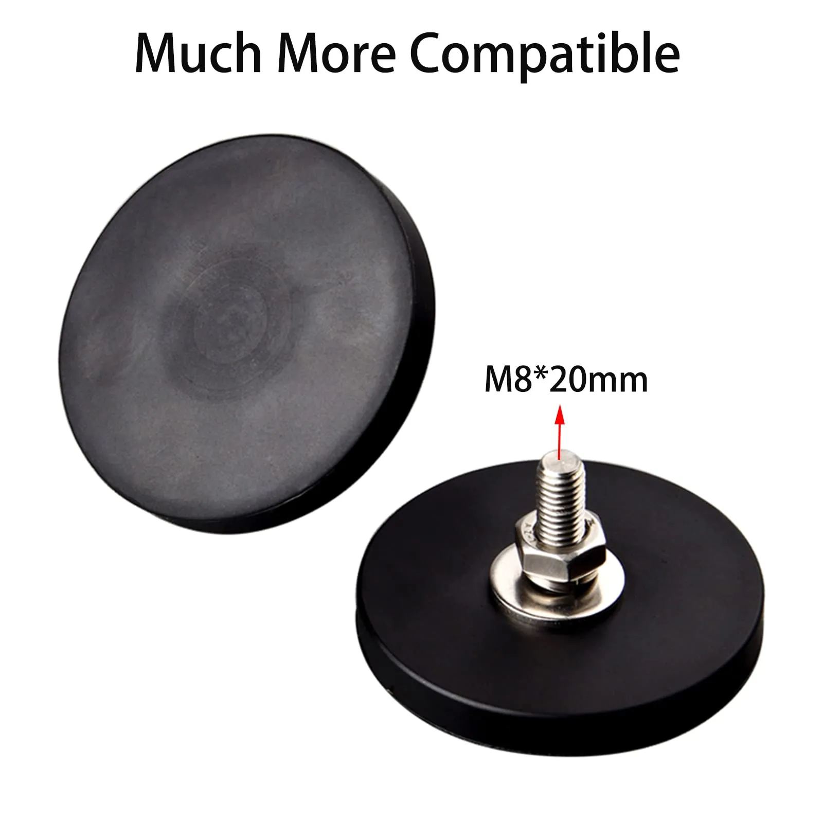 MUTUACTOR 2Pack 55lb Anti-Scratch Neodymium Rubber Coated Magnet for Off-Road Vehicle Lighting,Strong Magnetic Base with # M8 Male Thread for Led Working/Signal Lights,Antenna