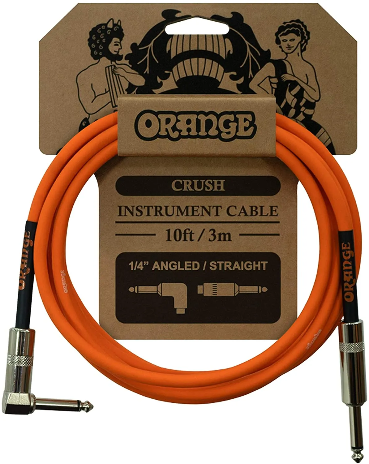Orange Music Crush 10 Metre Instrument Cable Angled to Straight