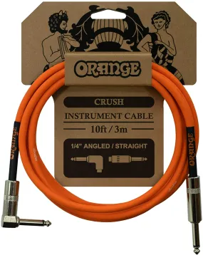 Orange Music Crush 10 Metre Instrument Cable Angled to Straight