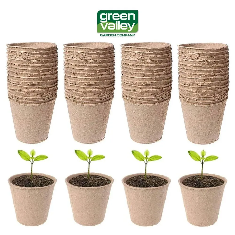 Peat Plant Pots for Plantings, Plant Starter Kit Paper Pulp Germination Planting Pots Supplies 2" Round 60Pc