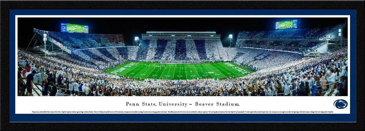 Penn State Football - "Stadium 50 Yard Line" Panorama Framed Print