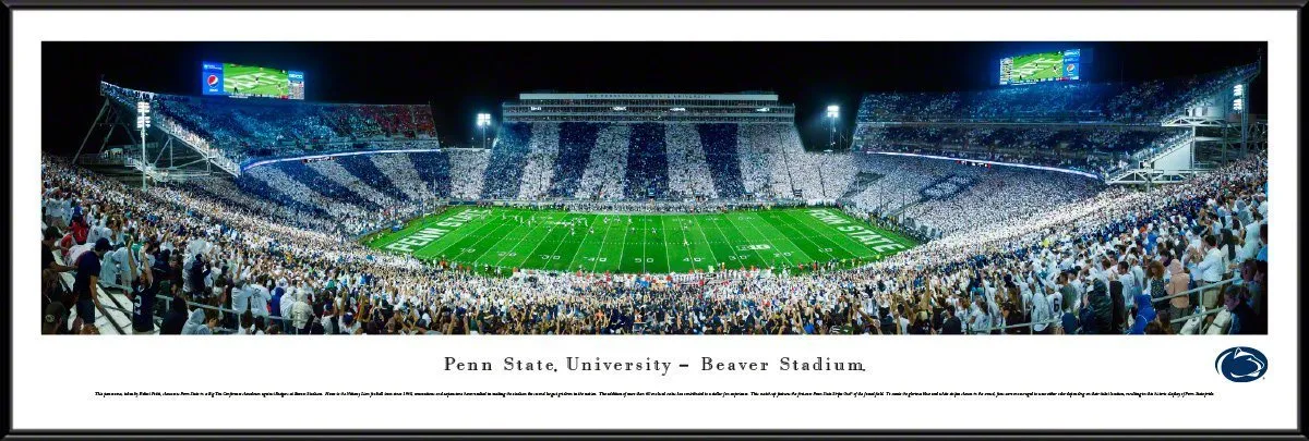 Penn State Football - "Stadium 50 Yard Line" Panorama Framed Print