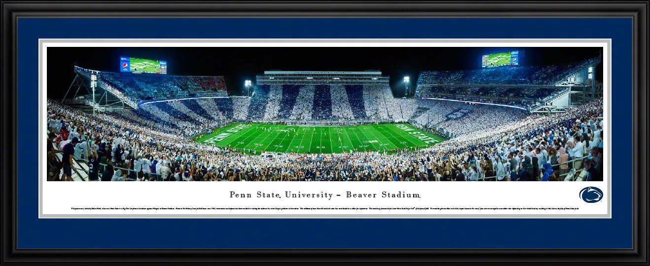 Penn State Football - "Stadium 50 Yard Line" Panorama Framed Print