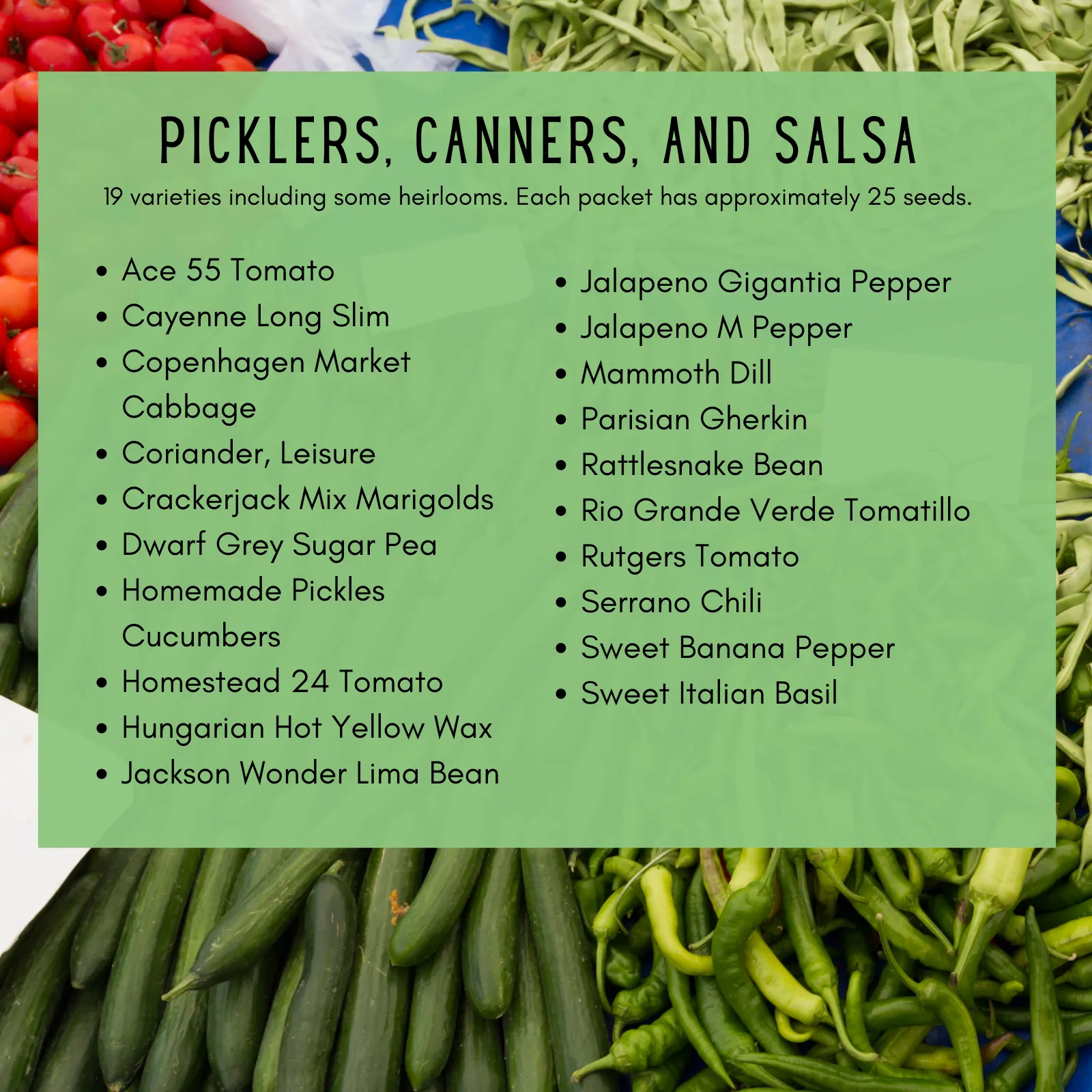 Picklers, Canners & Salsa Grow Kit | 500 Seeds, 20 Varieties   60 Organic EcoPaper Seed Pots | Non-GMO, Resealable Bags, Peat-Alternative
