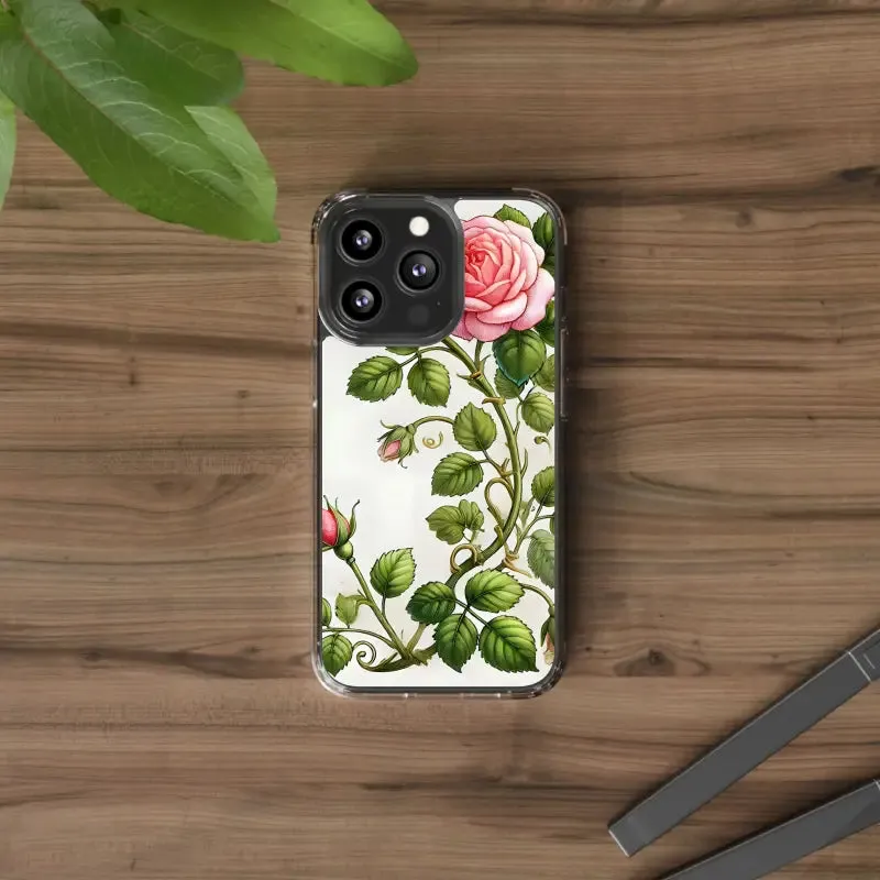 Pink Rose Clear Case Chic Phone Protection