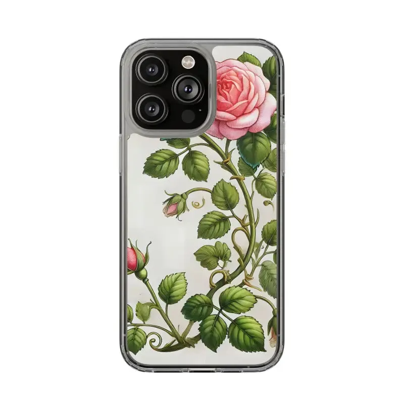 Pink Rose Clear Case Chic Phone Protection