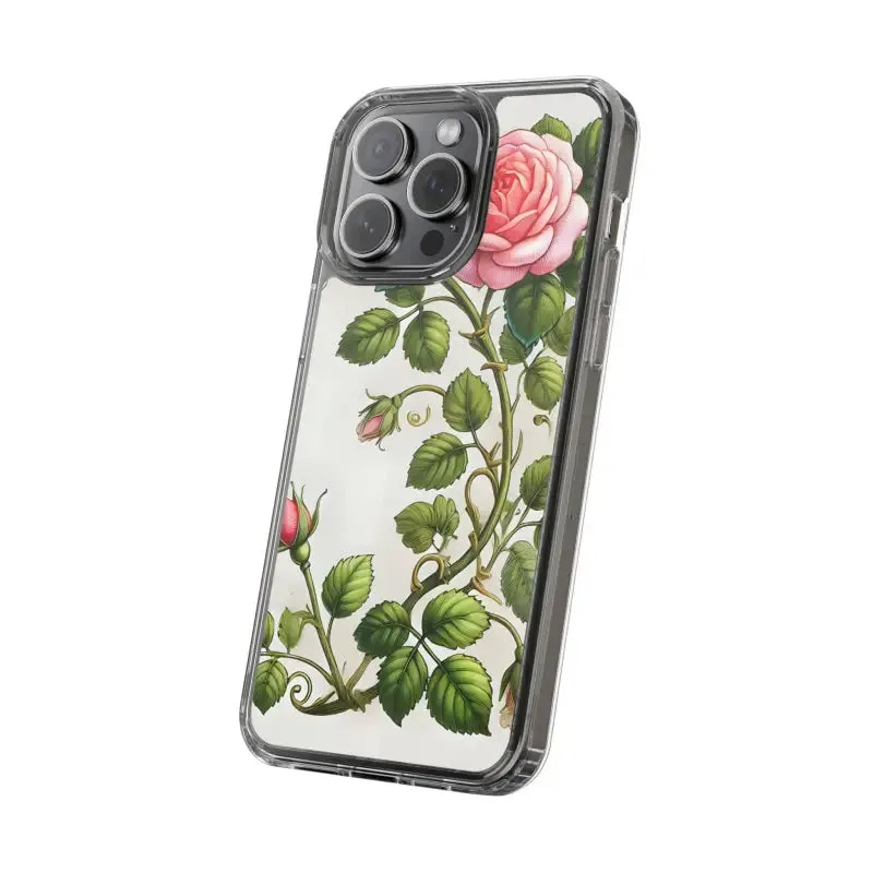 Pink Rose Clear Case Chic Phone Protection