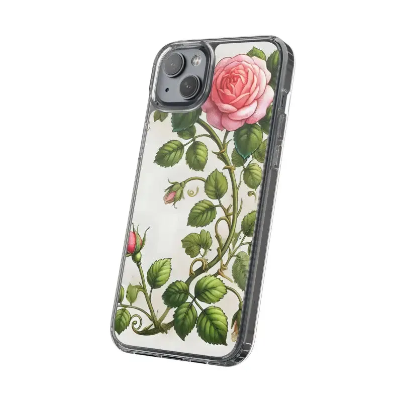 Pink Rose Clear Case Chic Phone Protection