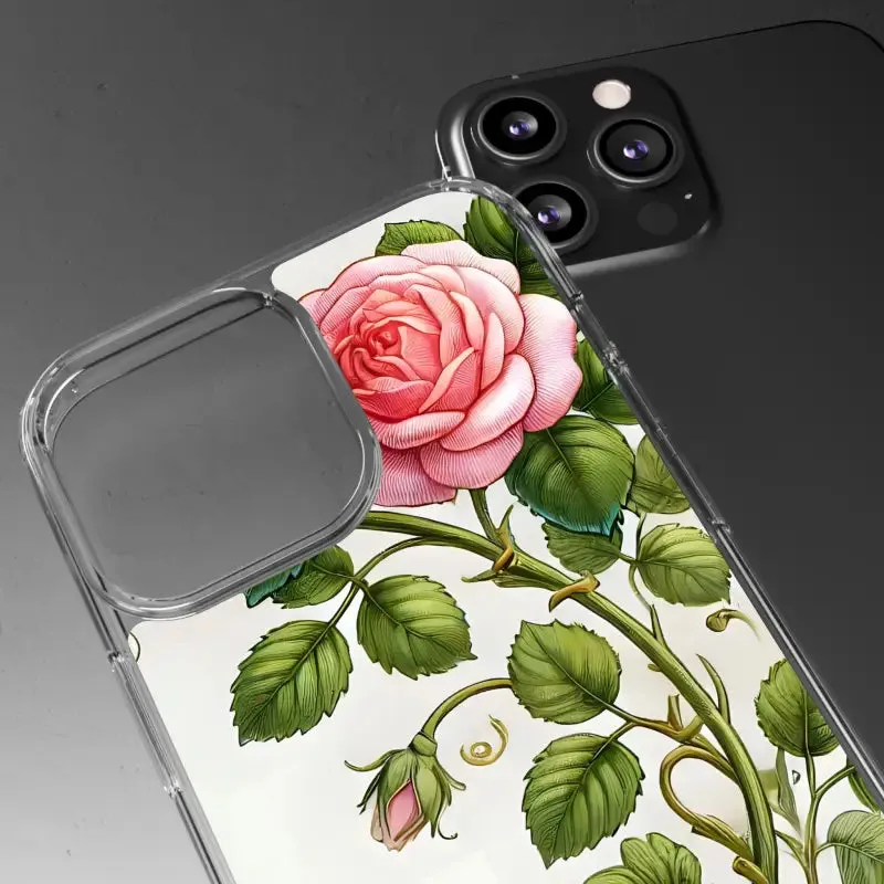 Pink Rose Clear Case Chic Phone Protection
