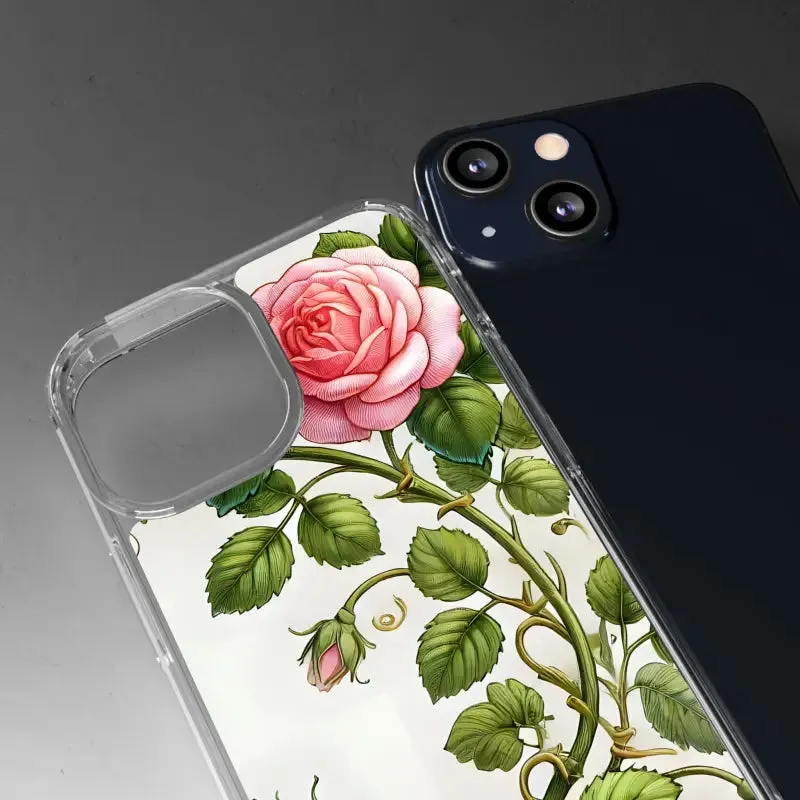 Pink Rose Clear Case Chic Phone Protection