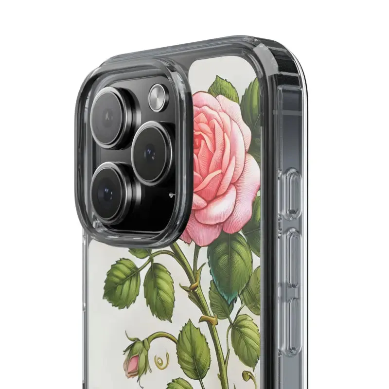 Pink Rose Clear Case Chic Phone Protection