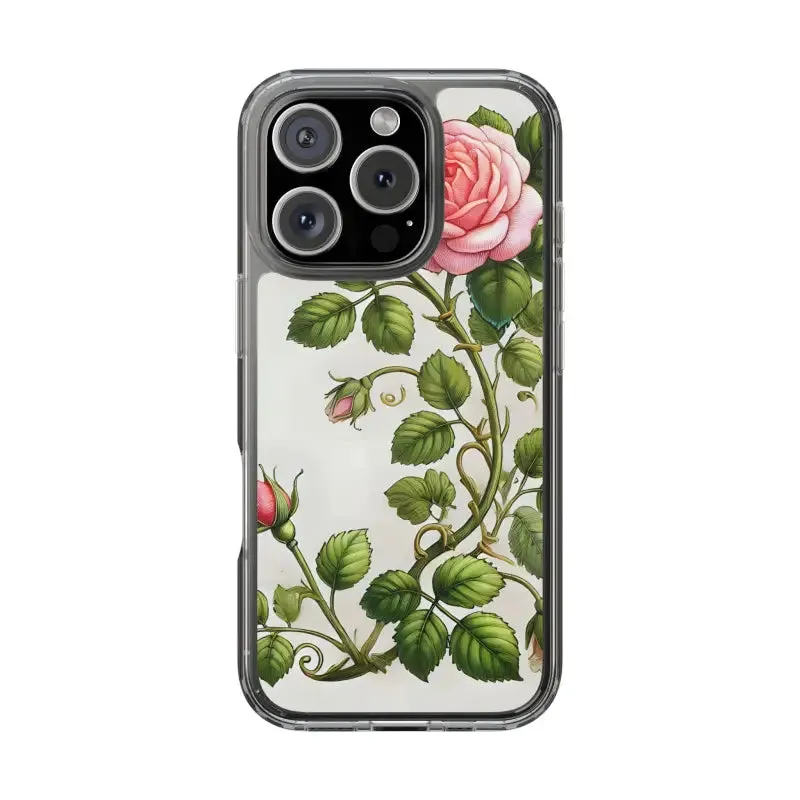 Pink Rose Clear Case Chic Phone Protection