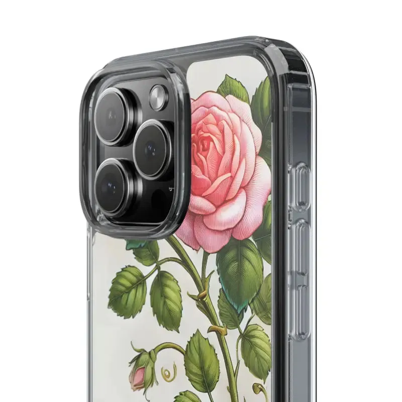 Pink Rose Clear Case Chic Phone Protection