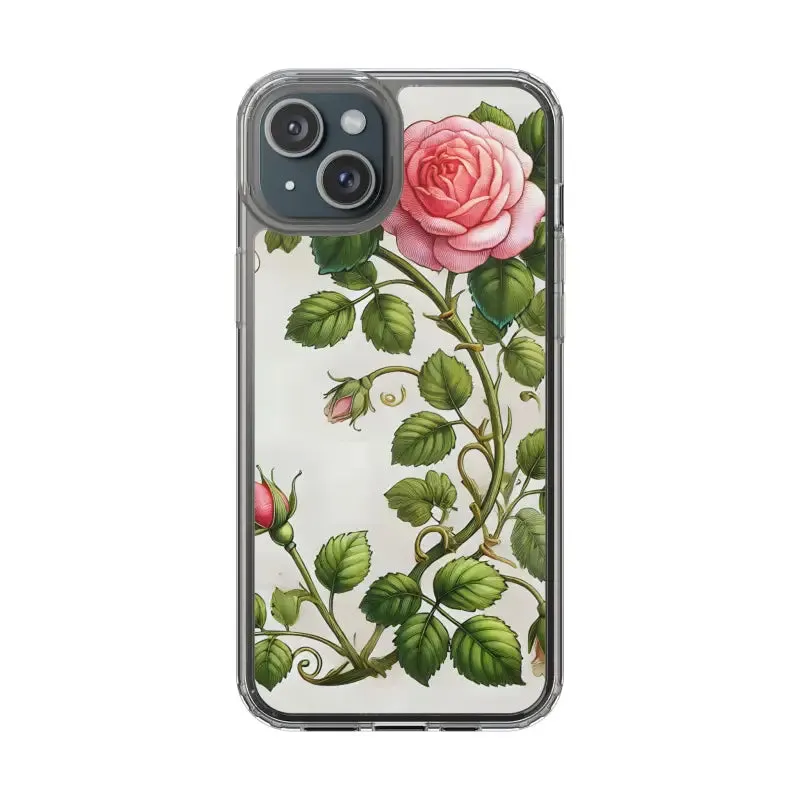 Pink Rose Clear Case Chic Phone Protection