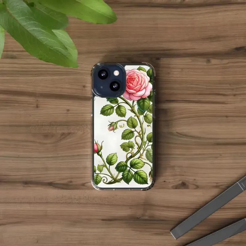 Pink Rose Clear Case Chic Phone Protection