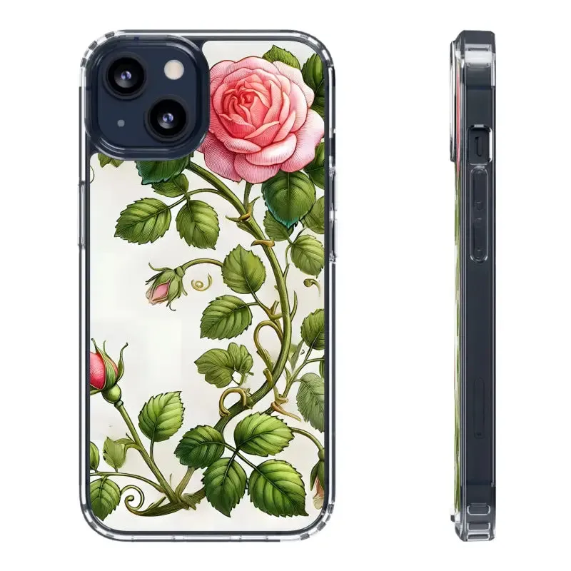 Pink Rose Clear Case Chic Phone Protection